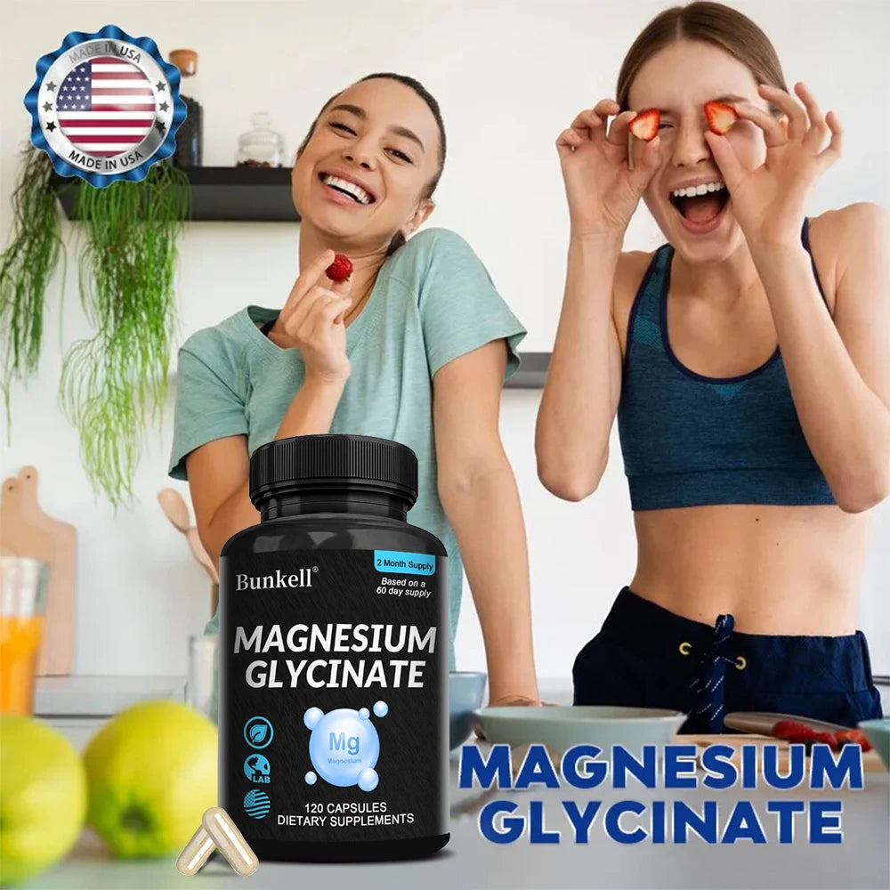 Magnesium Glycinate Supplement - High Strength for Muscle and Nerve Function, Heart, Immune, Bone Health and Sleep, Women & Men