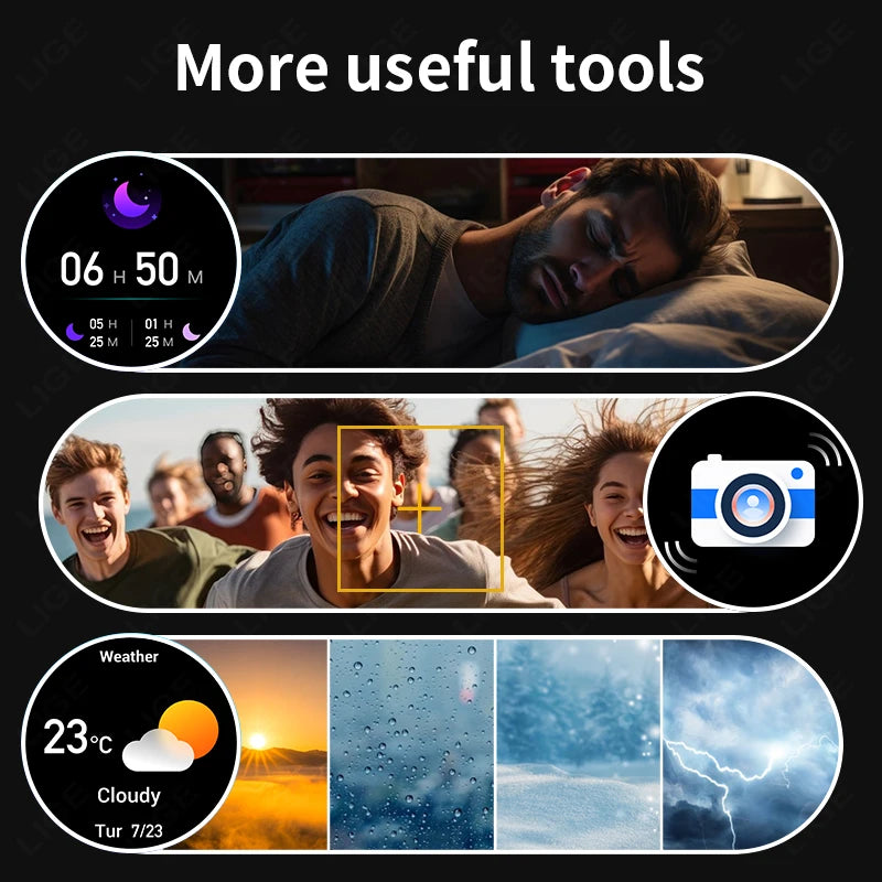 LIGE New Rugged Military GPS Smart Watch Men AMOLED HD Screen Heart Rate Bluetooth Call Waterproof Outdoor Men SmartWatch 2025