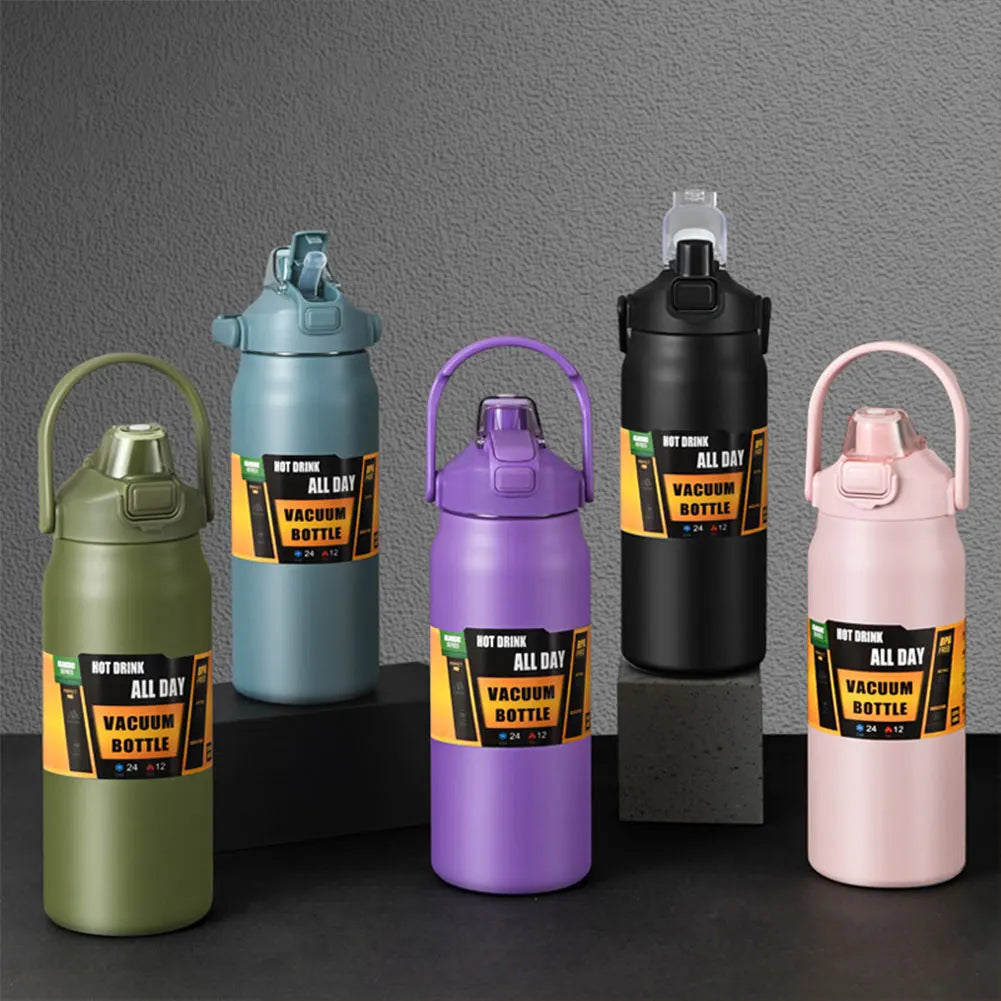 1200ml Insulated Bottle Stainless Steel Thermal Water Cup BPA Free Portable Tumbler Wide Mouth Opening for Outdoor Travel