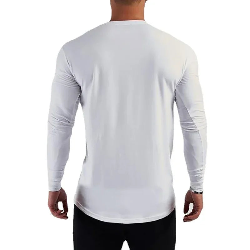 T-shirts Men's Workout Casual Slim Fit Shirts Plain Cotton Breathable Long Sleeve Clothing Gym Fitness Bodybuilding Sport