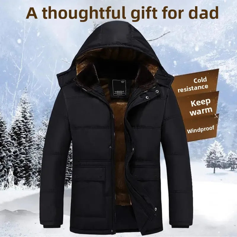 Thickened Fleece Winter Jacket forMen Warm Cotton Coat Dad Grandpa Cotton Clothes Elderly Men's Outerwe
