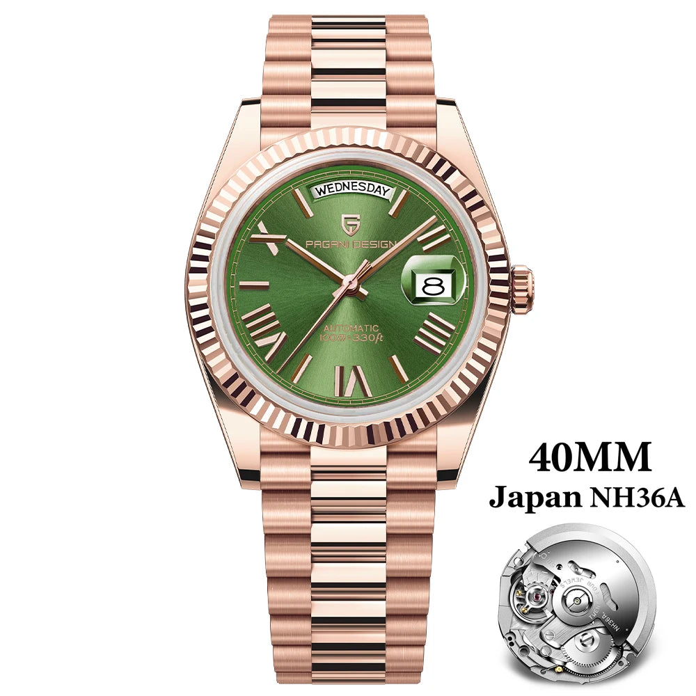 PAGANI DESIGN DD40 Luxury Rose Gold Automatic Watch Men Japan NH36A Mechanical Wristwatch Men Stainless steel Waterproof Watches