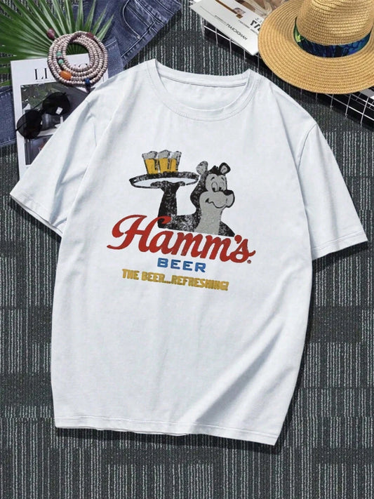 Mens  Street Classic Hamm's Beer T - Shirt  Cotton  Heavyweight Street Wear Boyfriend Gift For Work pro choice streetwear
