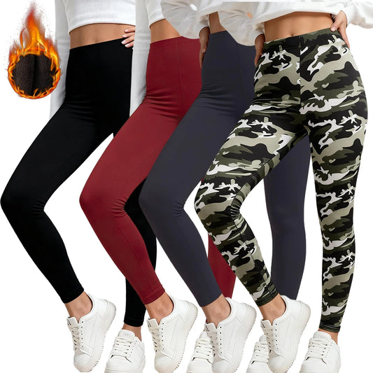 Winter Fleece Thicken Women Solid Color Leggings Thermal Autumn Jogging Pants Warm High Elasticity Camouflage Woman Trousers