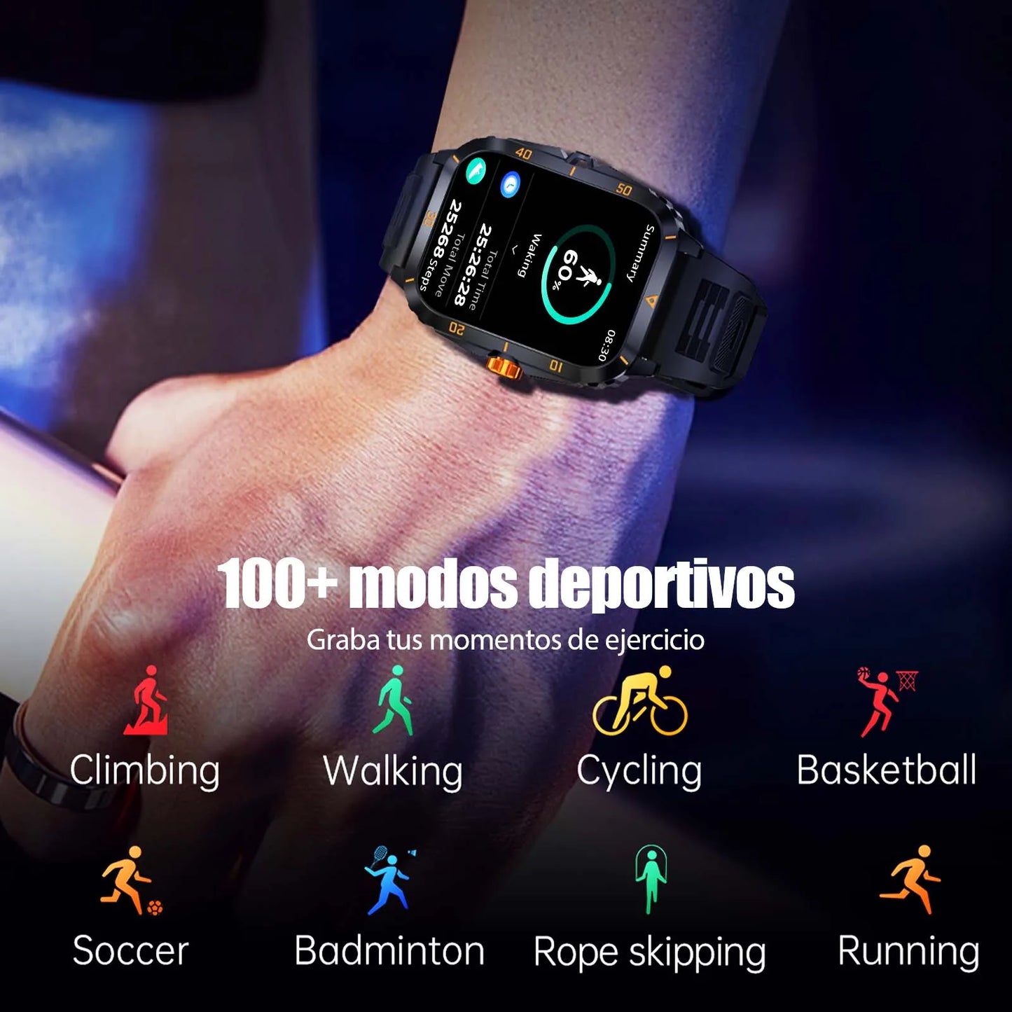LaNikar Smart Watch 3ATM Waterproof  IPS Screen Military KT71 Men 100+ Sport Mode Heart Rate Blood Pressure For Huawei Xiaomi