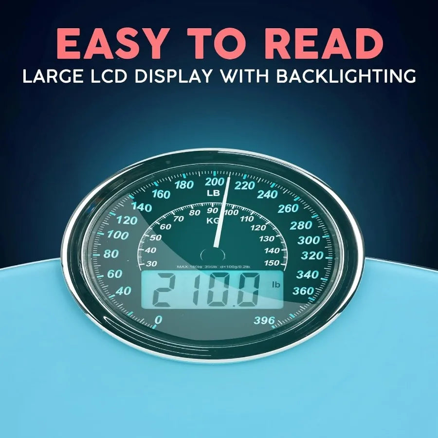 Hybrid 2in1 Analog Digital Weighing Scale for Body Weight up to 400lbs Thick Tempered Glass Extra Large Display Easy to Read Di