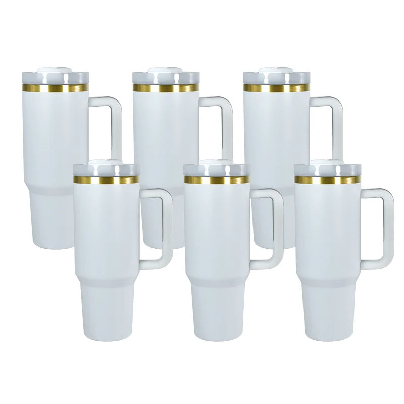 6pcs 40oz Double Wall Insulated Vacuum Glod Plated Chocolate Color Stainless Steel Tumbler He
