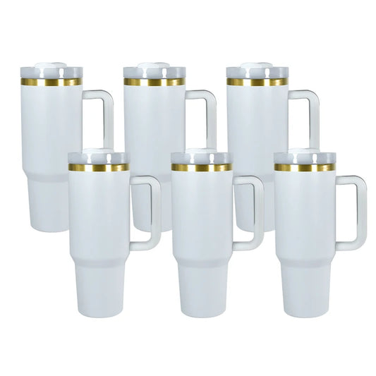 6pcs 40oz Double Wall Insulated Vacuum Glod Plated Chocolate Color Stainless Steel Tumbler He