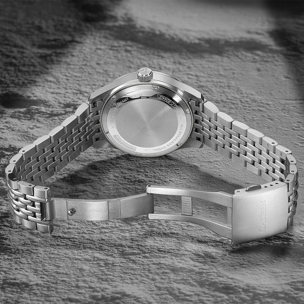 CADISEN Automatic Mechanical Watch Man Silver Business Casual Waterproof Watch Japan MIYOTA 8215 Movement Luminous Men's Watch