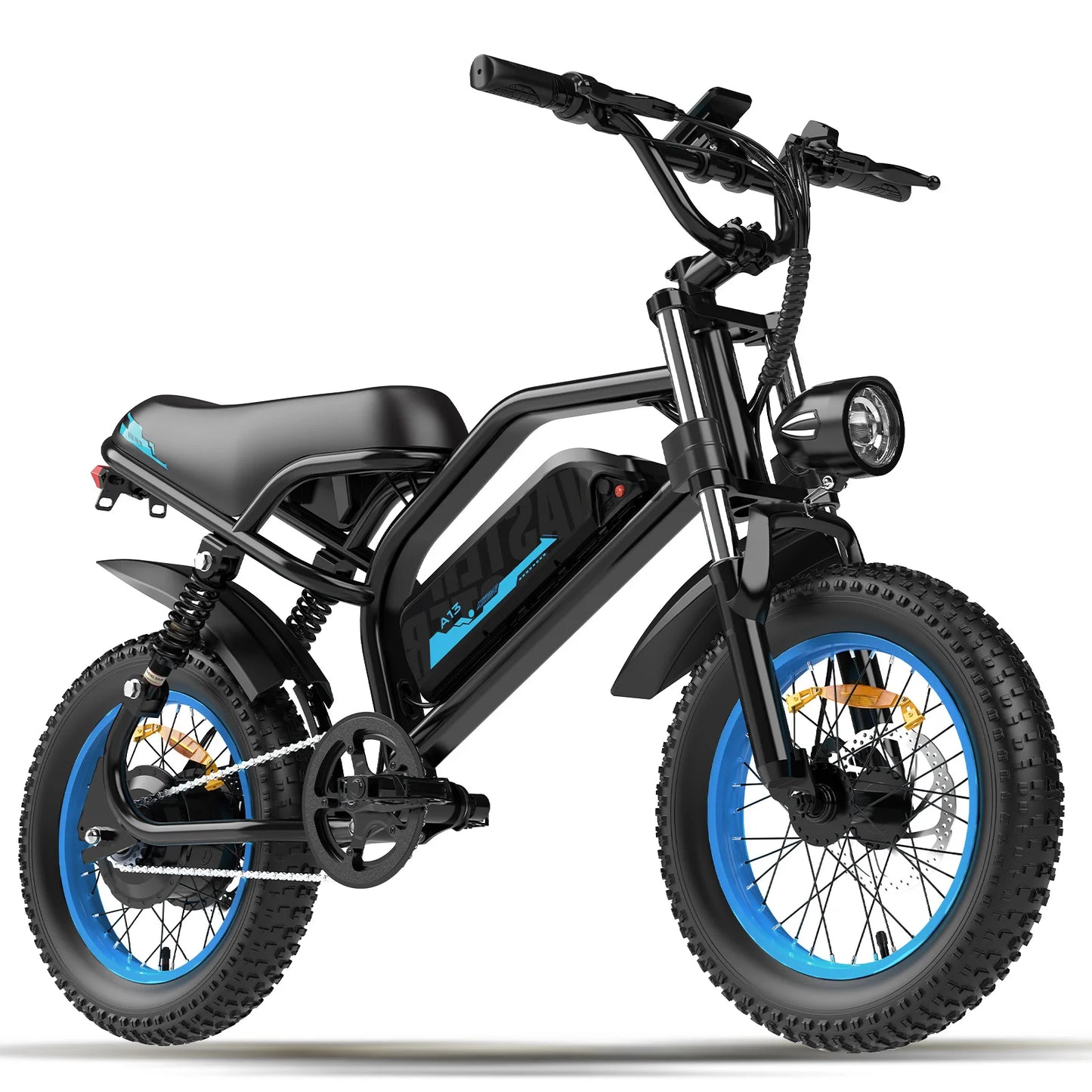 VDL Mountain Electric Bike , 16" Fat Tire Ebike, Wider Seat 800W Peak Motor, Removable Battery, Front Fork Suspension