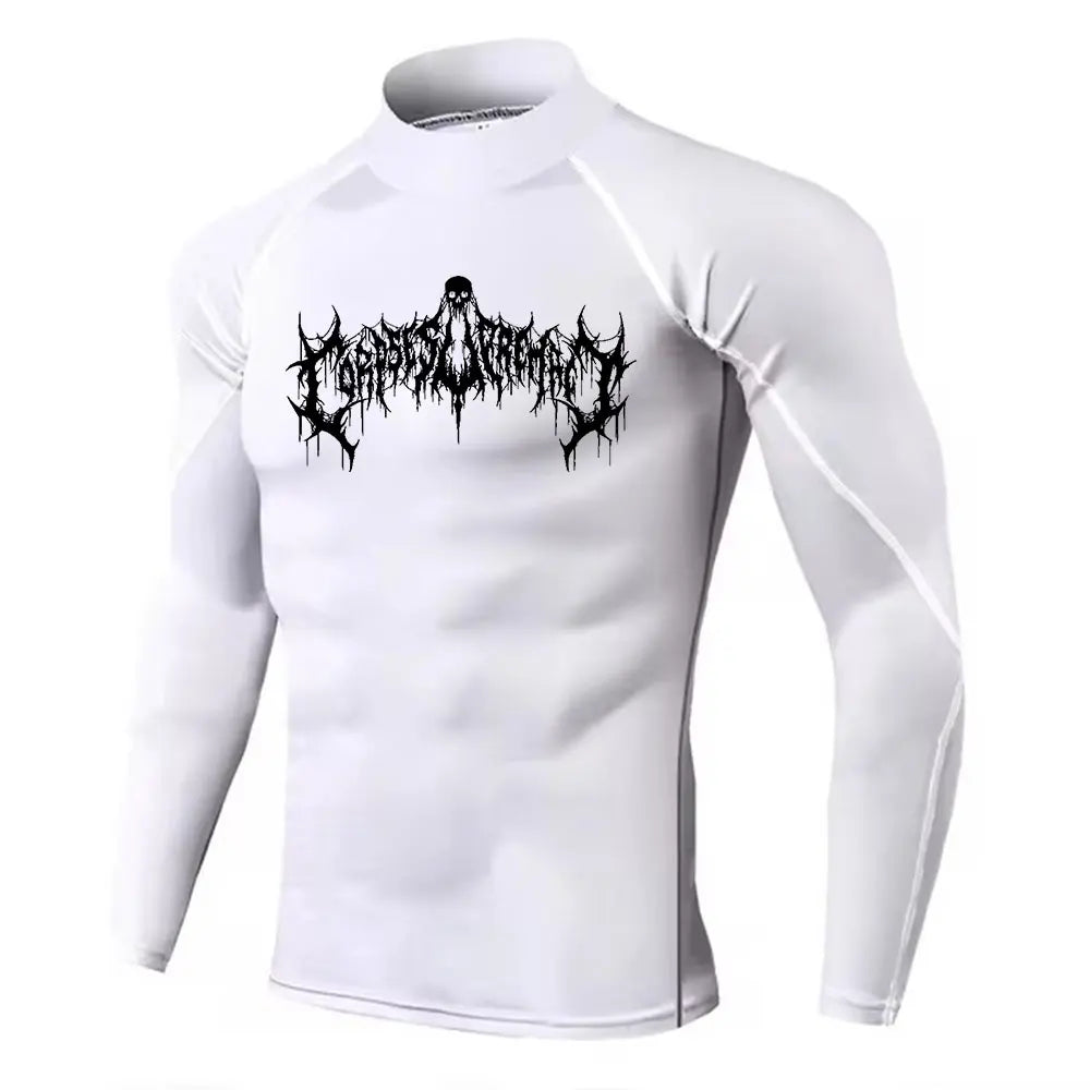 Men's Turtleneck Compression Shirt Quick Gym Fitness Dry Rash Guard Hight Neck Muscle Athletic Bodybuilding Shirts Summer