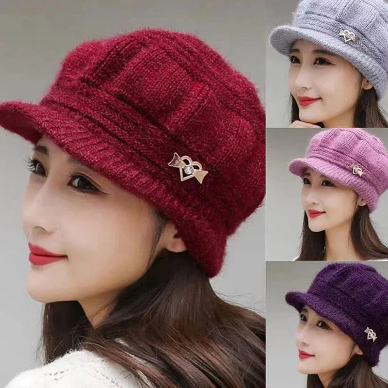 Windproof Pumpkin Beret Hat Woman Knitted Knitted Hat Fashion Ear Guard Keep Warm Peaked Cap