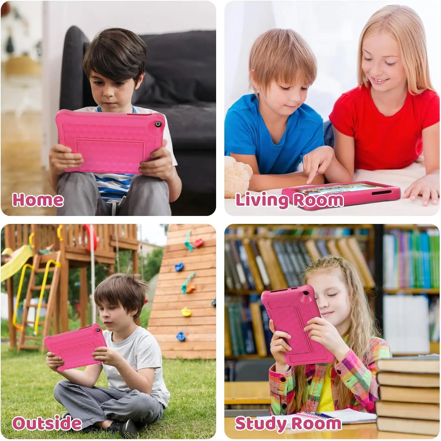 Kid Tablet 8 Inch Children Android 12 2GB RAM 64GB ROM 1280 x 800 IPS HD Screen WiFi Bluetooth Dual Camera Parental Control Case