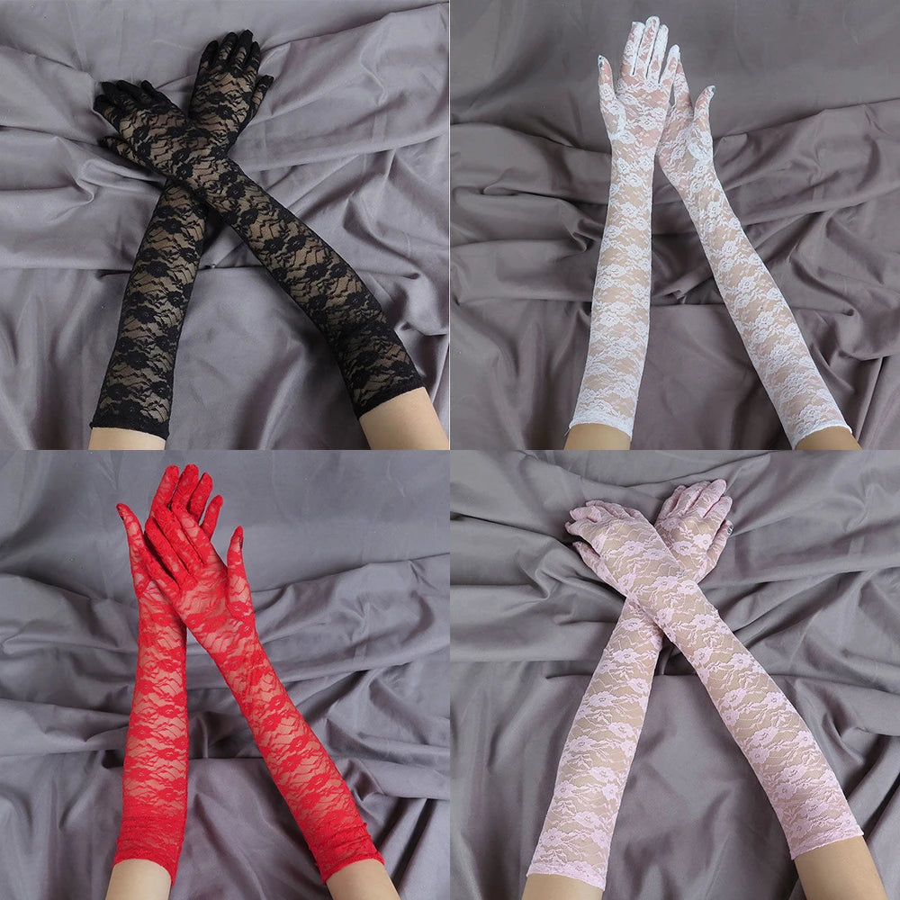 Fashion Lace Sexy Gloves Women Grace Thin Breathable Sun Protection Driving Club Party Prom Dancing Dress Glove Long Sleeve G111
