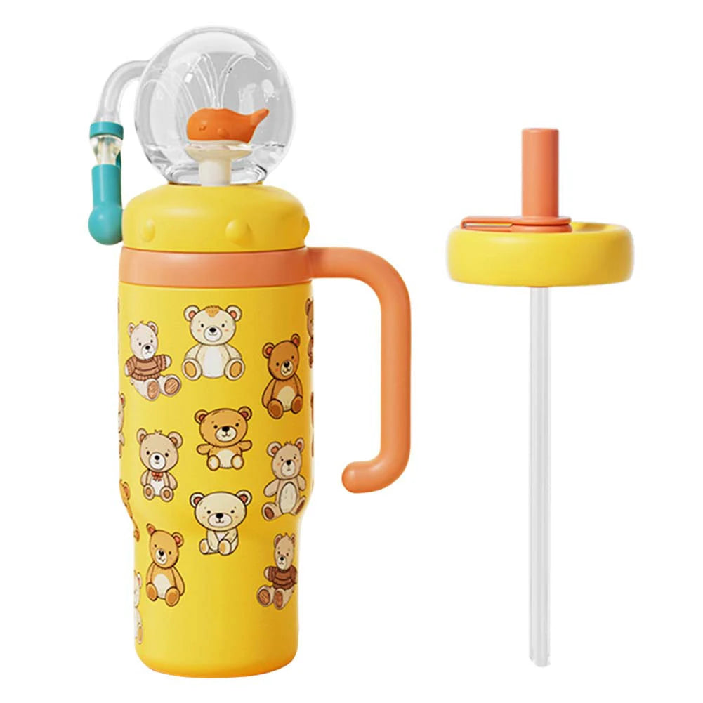 24oz Stainless Steel Whale Fountain Tumbler with Handle Whale Water Cups for Kids