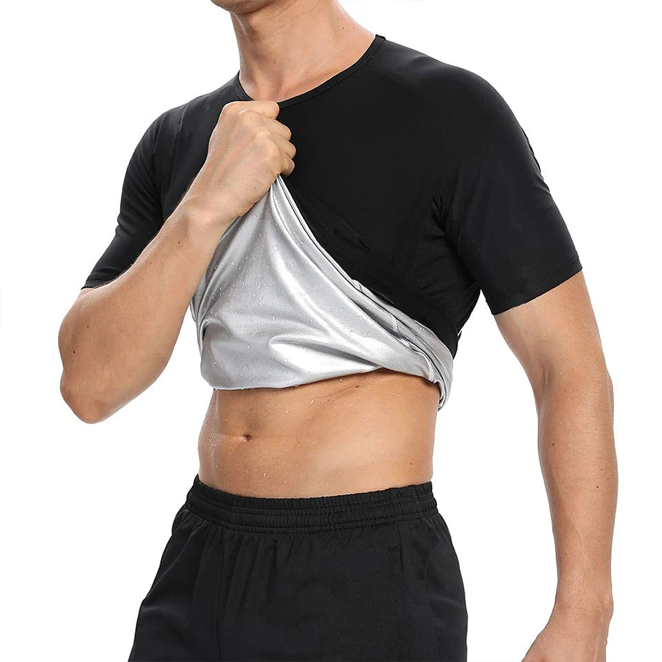 Men Sauna Sweat Vest Heat Trapping Compression Shirts Gym Thermo Suit Workout Slimming Body Shaper for Weight Loss Fat Burner