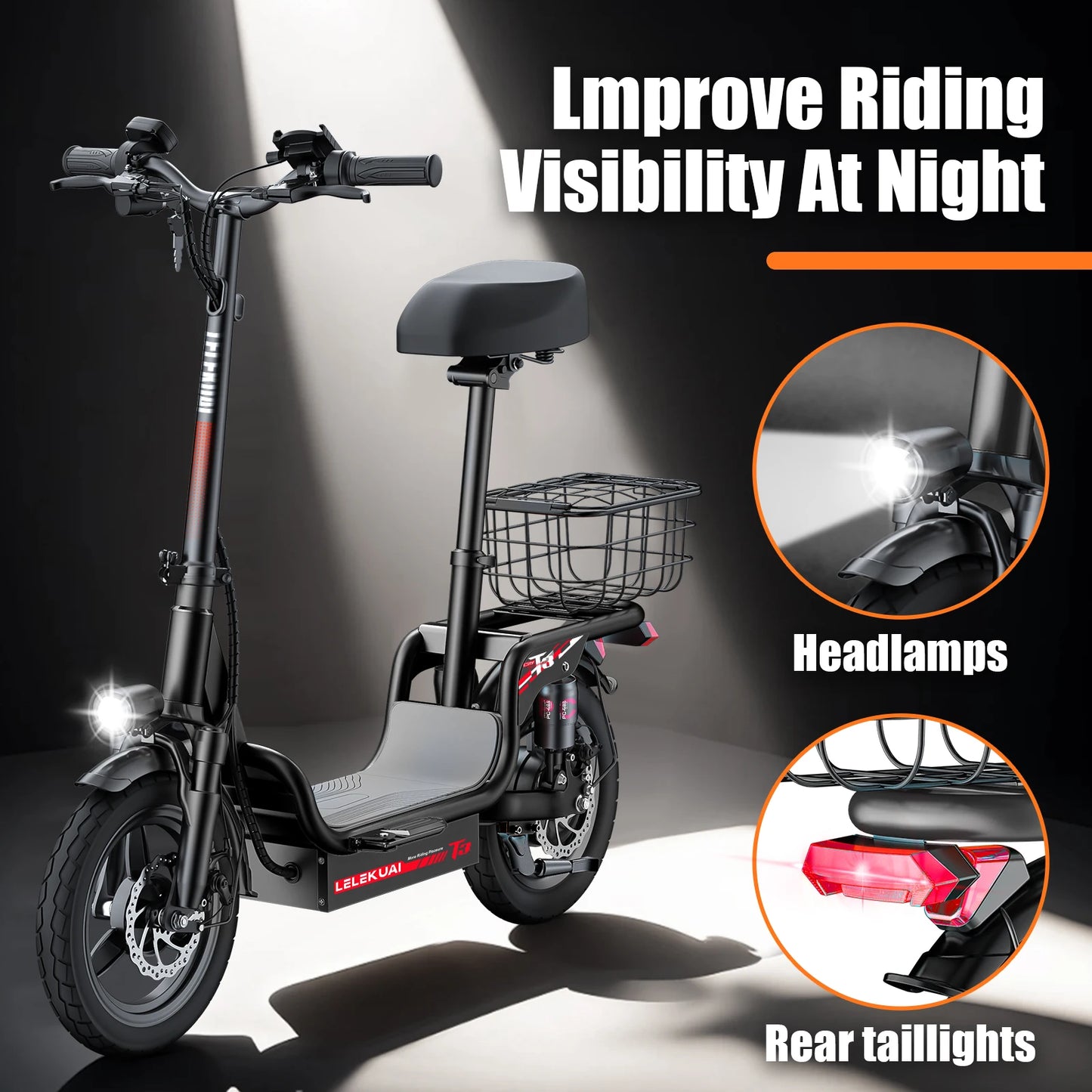 Electric Scooter for Adults Teens, Heavy Duty Escooter with Seat – 500 LBS Capacity, 26MPH, 25-Mile Range, 500W Motor, Dual Susp