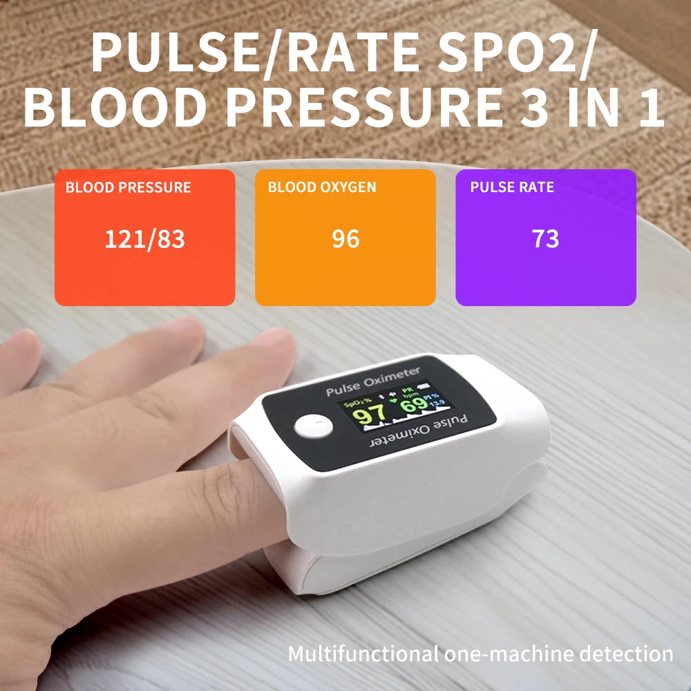 Compact Finger Blood Pressure And Oxygen Monitor Easy to Use Portable Medical Device for Health Measurement