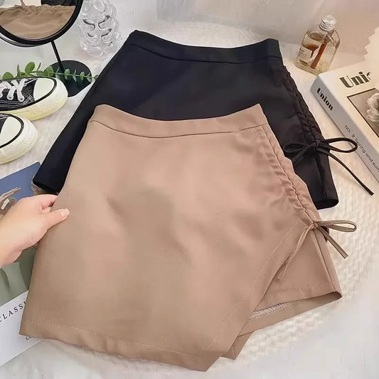 Spring 2024 New Women's High-waisted Slimming A- line Skirt Design Sensibility Wrinkled Drawstring Bodycon Skirt