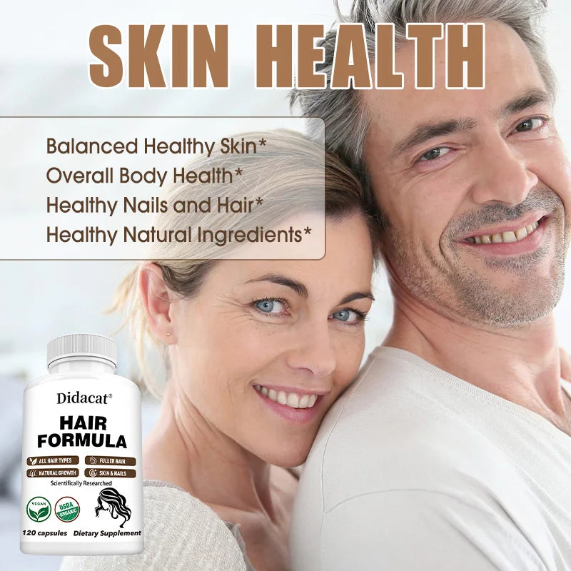 Hair Formula Supplements - Biotin, Minerals, Vitamins C D and B12 for Healthy Hair, Skin and Nails Support for Men and Women
