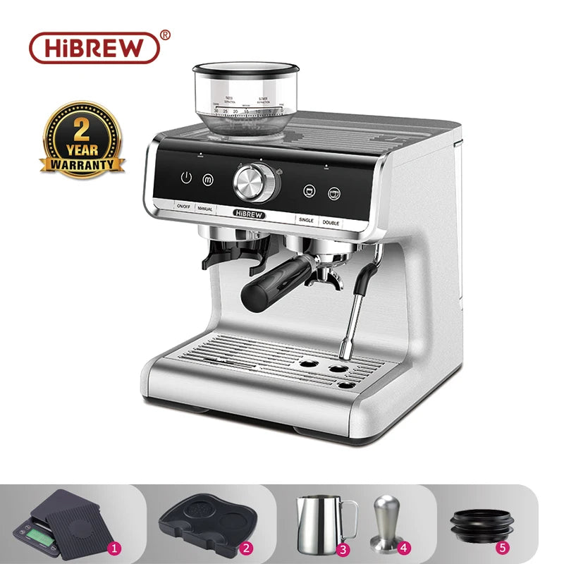 HiBREW  Barista Pro 20Bar Bean to Espresso,Cafetera  Commercial Level Coffee Machine with Full Kit for Cafe Hotel Restaurant H7