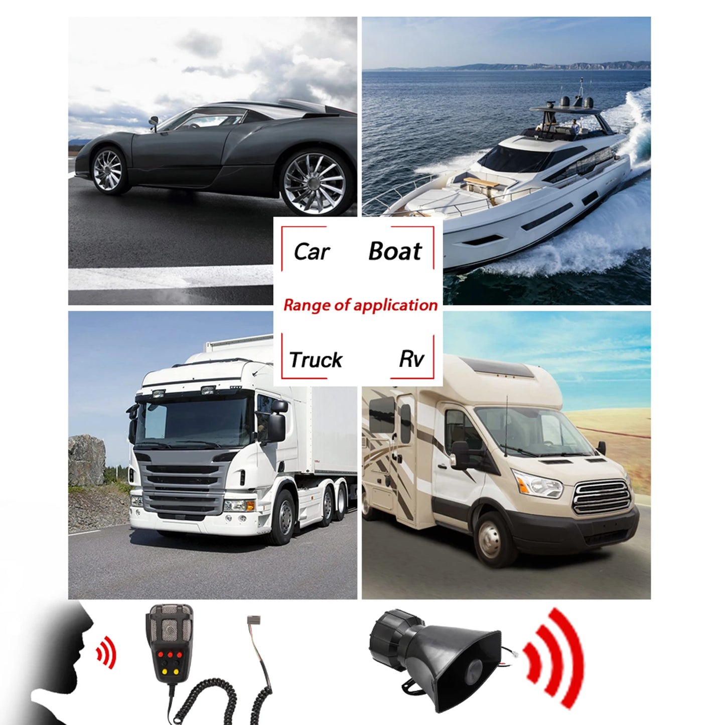 Car Emergency Siren Car Siren Horn Mic PA Speaker System Emergency Amplifier Hooter alarm horn speaker 12V 80W 200dB Supplies