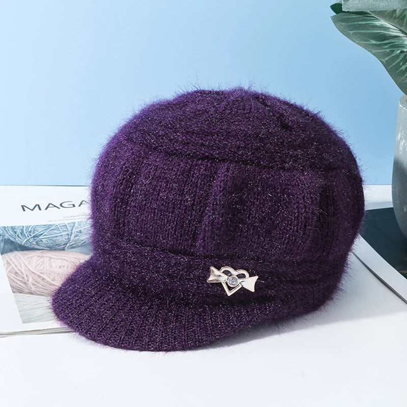 Windproof Pumpkin Beret Hat Woman Knitted Knitted Hat Fashion Ear Guard Keep Warm Peaked Cap