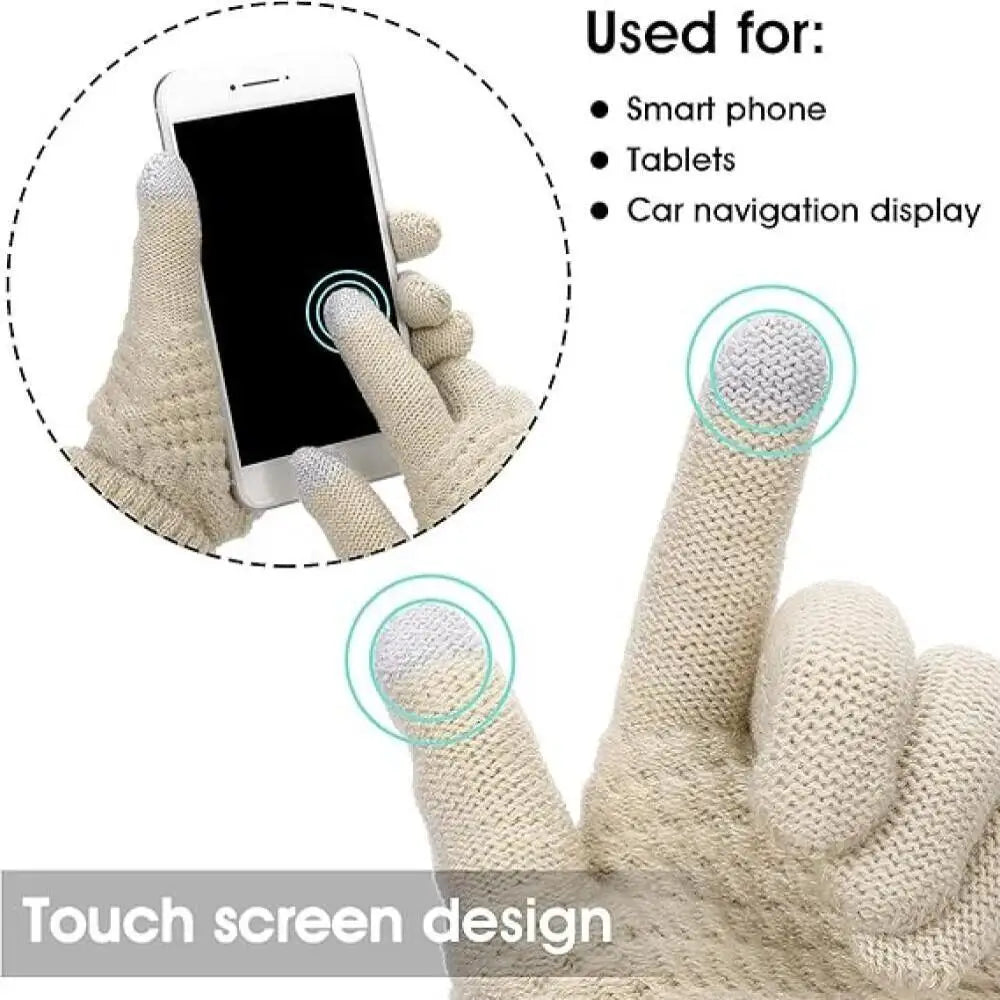 1 Pair Cycling Touch Screen Gloves Female Winter Cute Student Cycling Warm And Cold Korean Version Thick Winter Cotton Gloves