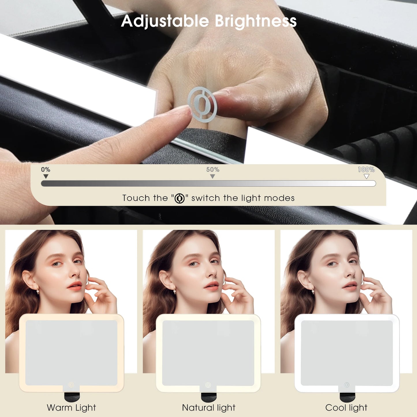 Leather Makeup Case with LED Lighted Mirror Travel Makeup Bag Cosmetic Organizer Artist Storage Bag with Dividers Brush Holder