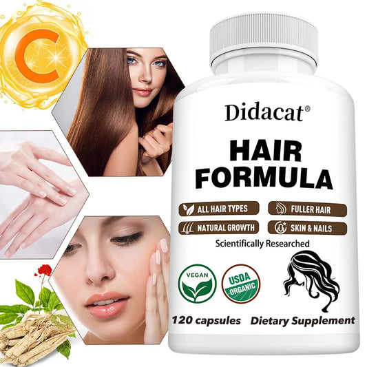 Hair Formula Supplements - Biotin, Minerals, Vitamins C D and B12 for Healthy Hair, Skin and Nails Support for Men and Women