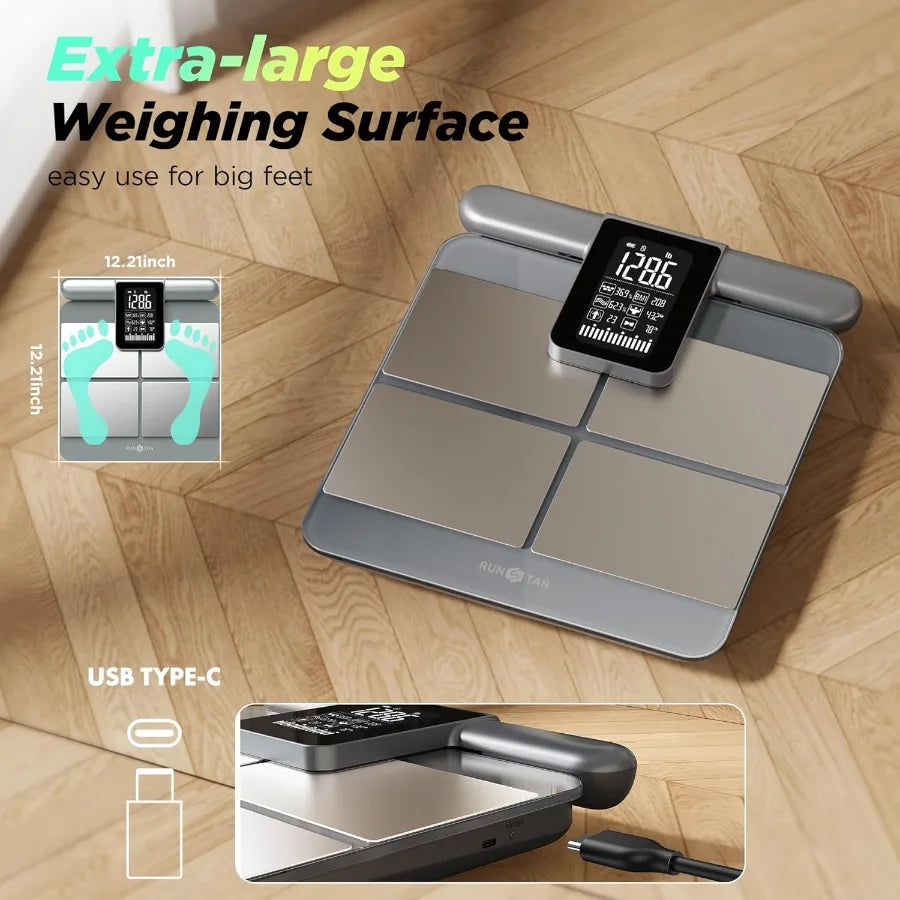 Digital Smart Scale with 8Electrodes for Accurate Body Weight Fat Percentage and BMI Measurement in Home Fitness and Health Mon
