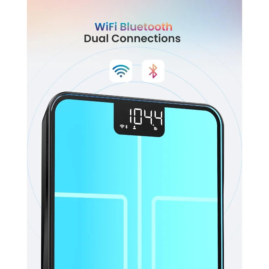 Smart Scale for Body Weight BMI Body Fat Muscle Mass Bluetooth WiFi Rechargeable Scale with RGB Lighting Color Changing Feature