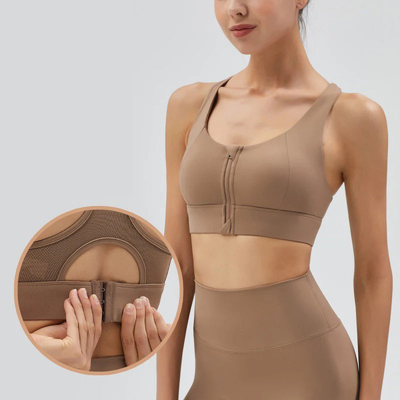High Impact Sports Bra Top Wear Adjustable Front Zipper Sports Underwear Shockproof Running Vest Yoga Bra Fitness Gym Brassiere