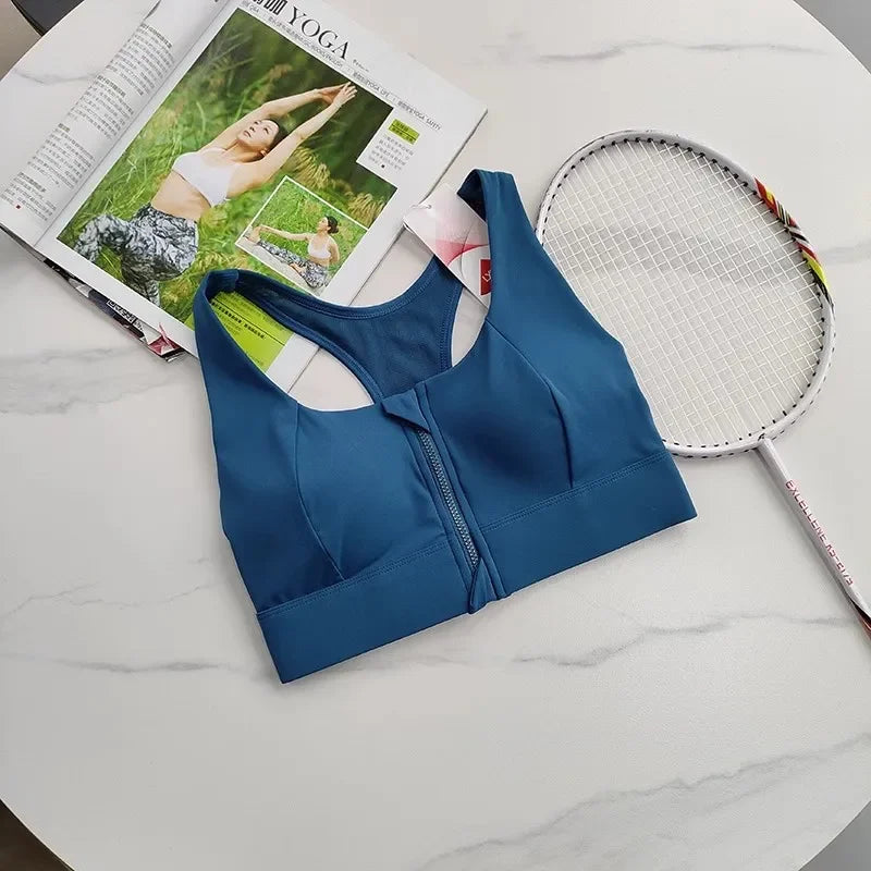 High Impact Sports Bra Top Wear Adjustable Front Zipper Sports Underwear Shockproof Running Vest Yoga Bra Fitness Gym Brassiere