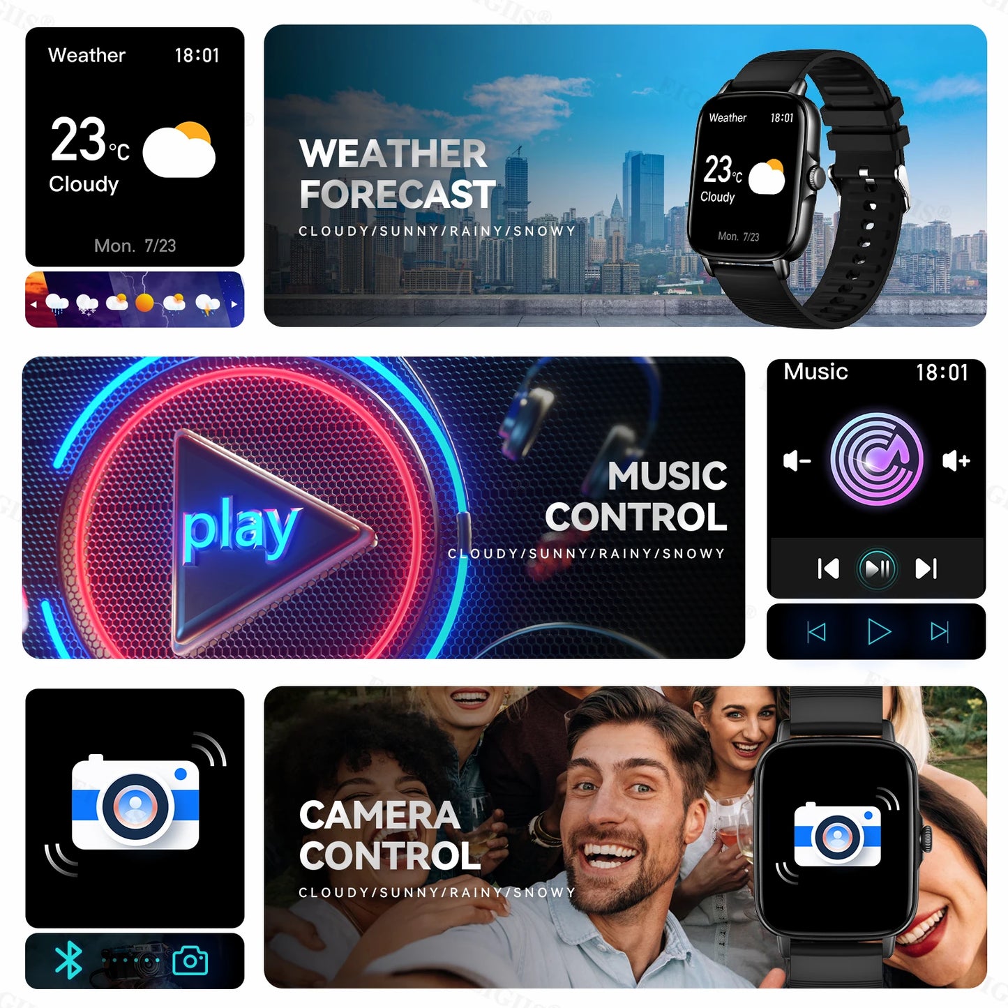 EIGIIS 2025 Smart Watch for Men Women Kids Fitness Tracker with Heart Rate Sleep Monitor Activity Tracker 1.69" HD Waterproof Watch