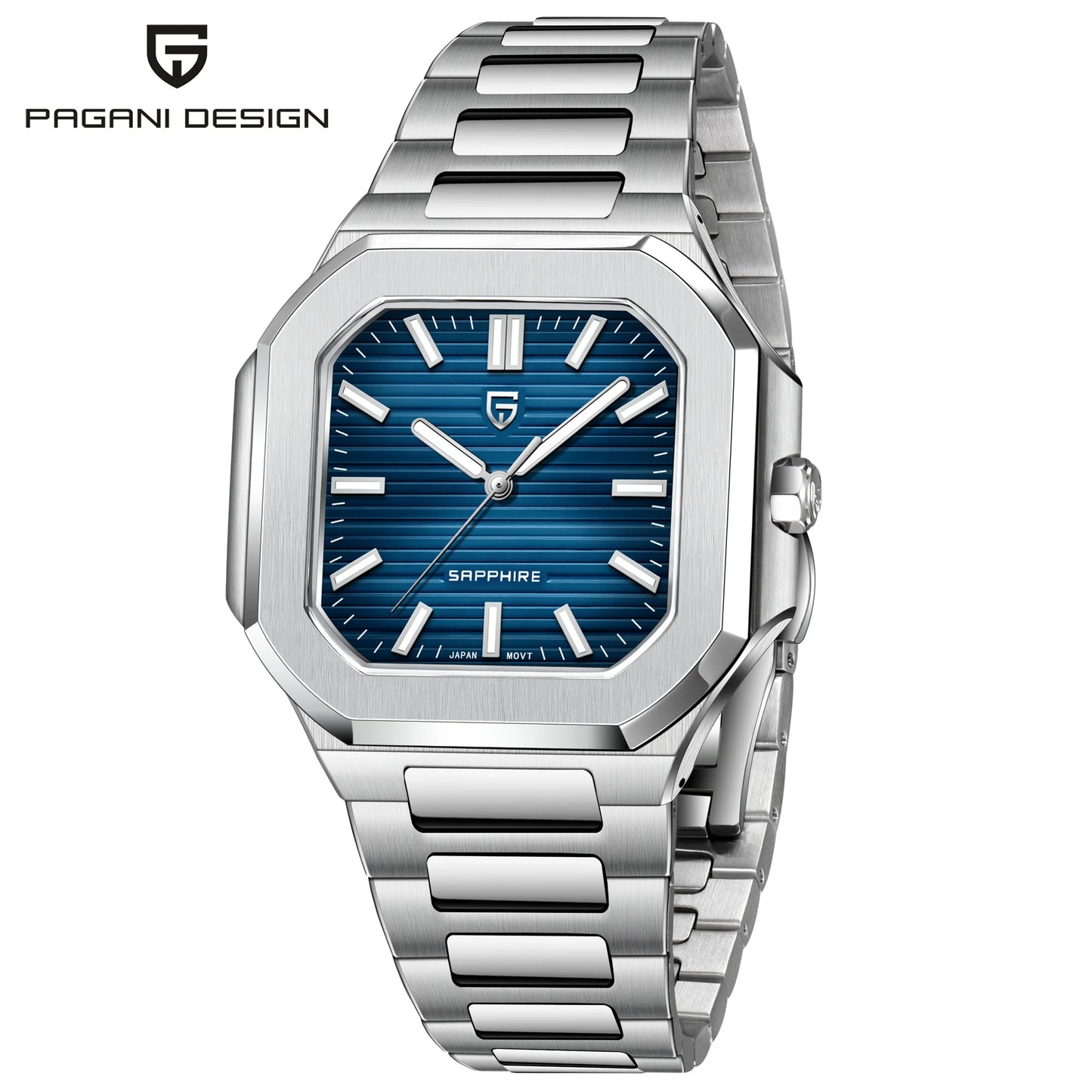Retro Square PDYS019 PAGANI DESIGN Men's Quartz Wristwatches TMI VH31 37MM 10Bar Waterproof 316L Luxury Stainless Steel Sapphire