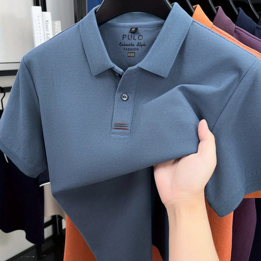 1 piece of high-quality cotton polo shirt for middle-aged and young people, trendy T-shirt for business and leisure, sweat wicki