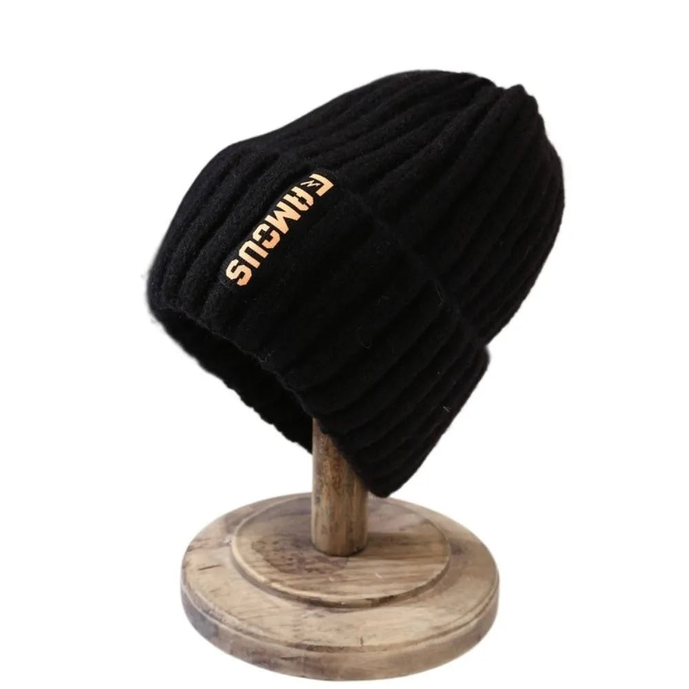 New Long Label Knit Beanie Solid Color Sun Protection Winter Hat Crochet Design Soft Warm Cap Winter Season