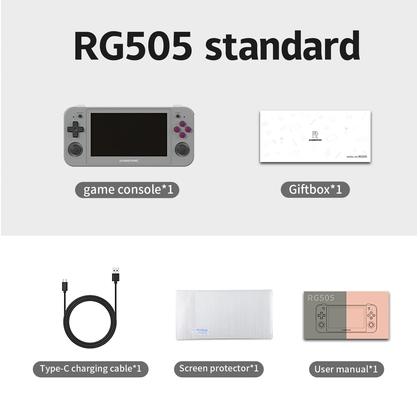 ANBERNIC RG505 Handheld Game Console 4.95" OLED Screen Android 12 Unisoc T618 128GB 3172 Games Support WIFI Bluetooth OTA Update