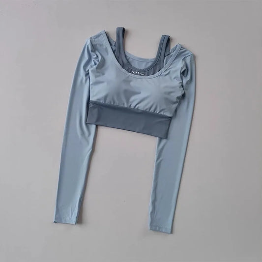 Women's Yoga Shirts Long Sleeve Top Running T-Shirt Workout Fitness Gym Sports Top Pads Slim Fit Sports Training Yoga Crop Tops