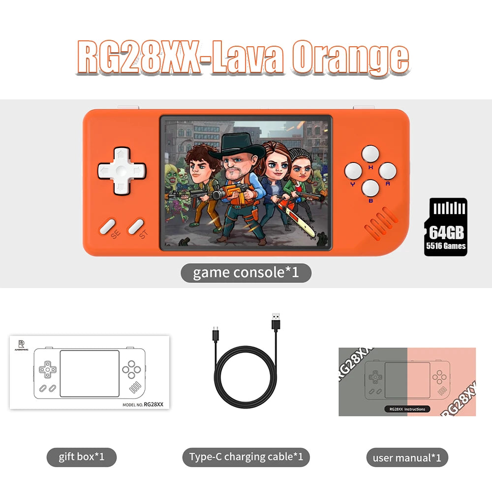 ANBERNIC RG28XX Handheld Game Console 2.83" Screen IPS Screen 64G Linux 5000+ Games Pre-installed H700 Quad-core ARM Cortex-A53