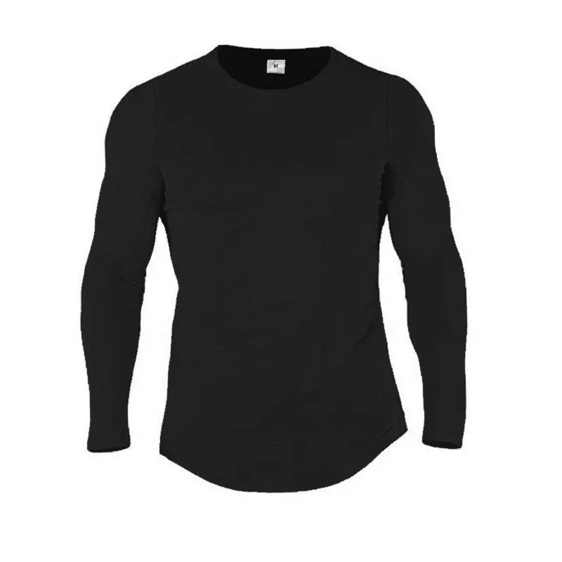T-shirts Men's Workout Casual Slim Fit Shirts Plain Cotton Breathable Long Sleeve Clothing Gym Fitness Bodybuilding Sport