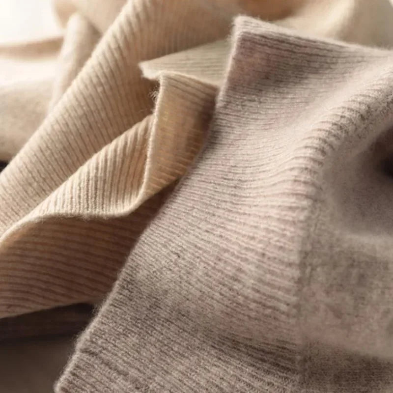 Women's Turtleneck Loose Fit Solid Color Base Layer Pullovers 2025 Long Sleeve Autumn Winter Knitted Sweater Thick Warm Jumpers