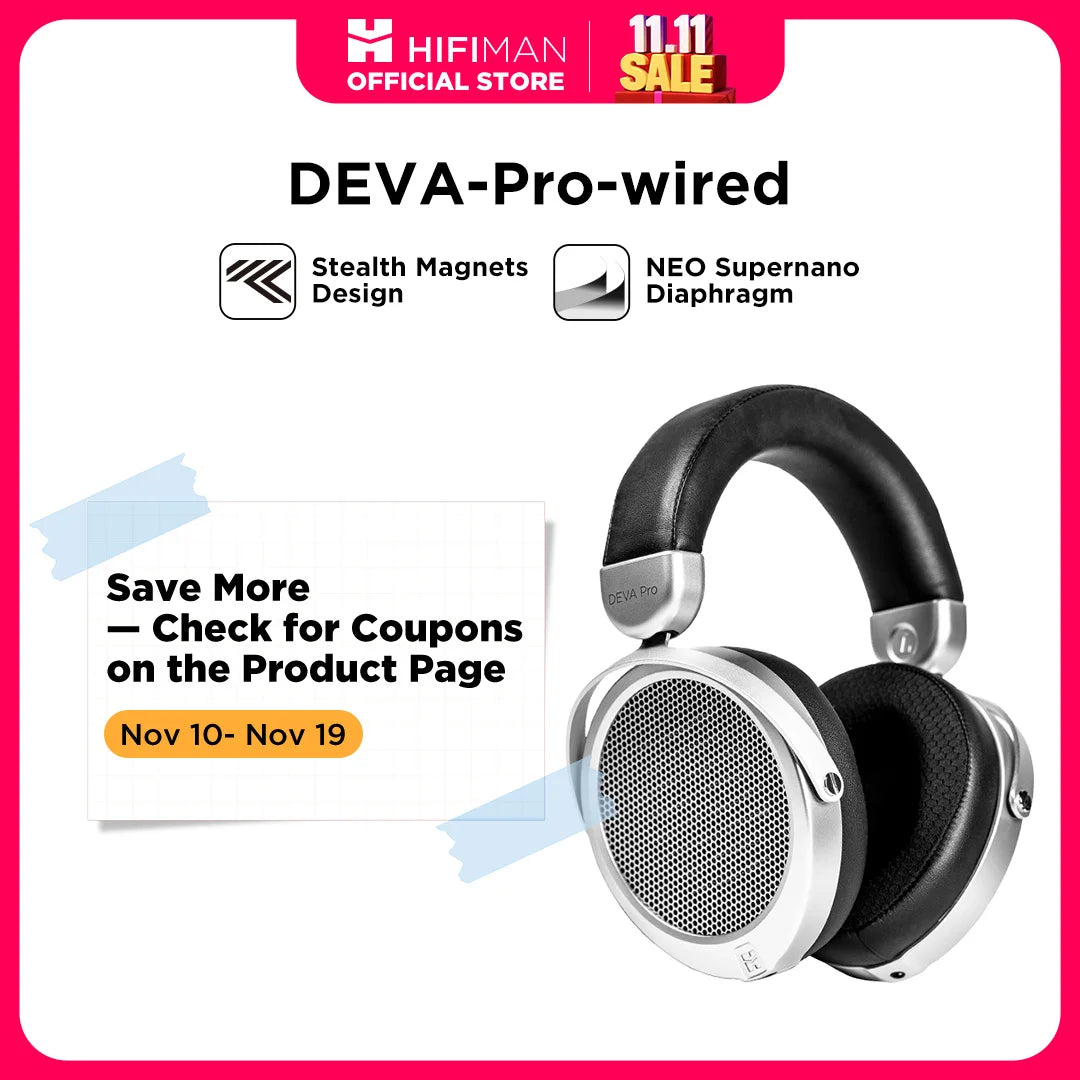 HIFIMAN Deva-Pro Over-Ear Open-Back Planar Magnetic Headphone with Stealth Magnets-Wired Version
