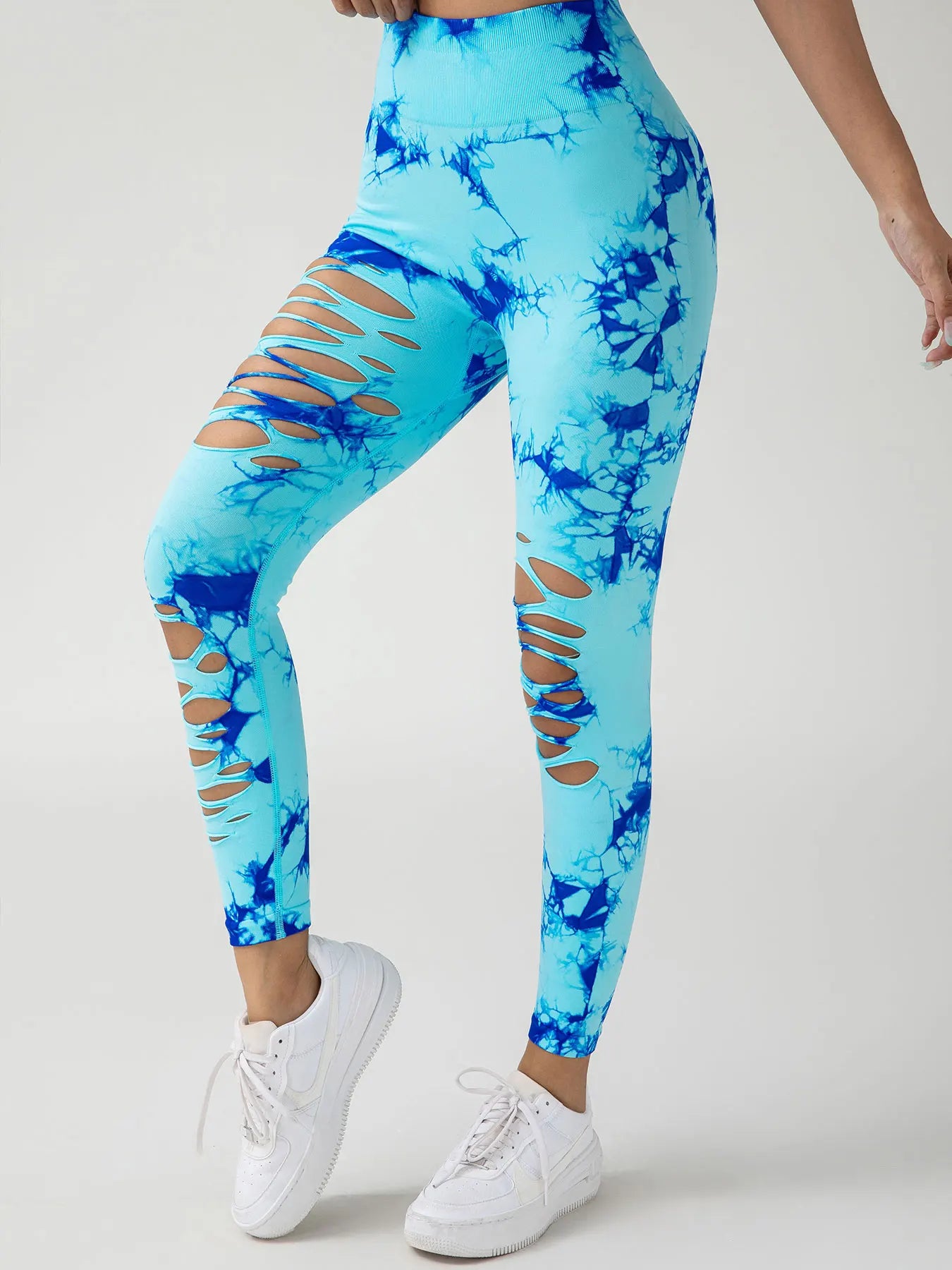 Women's Fashion Seamless Tie Dye SkinnyYoga Pants New Casual Hollow out High Waist Scrunch butt Hip Sports Fitness Leggings