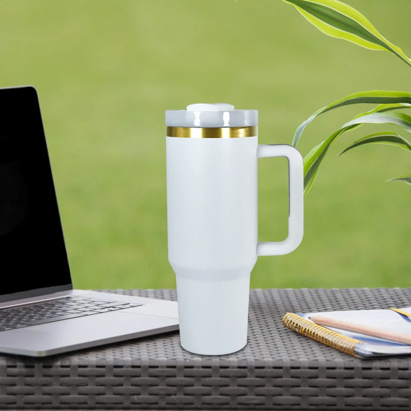 6pcs 40oz Double Wall Insulated Vacuum Glod Plated Chocolate Color Stainless Steel Tumbler He