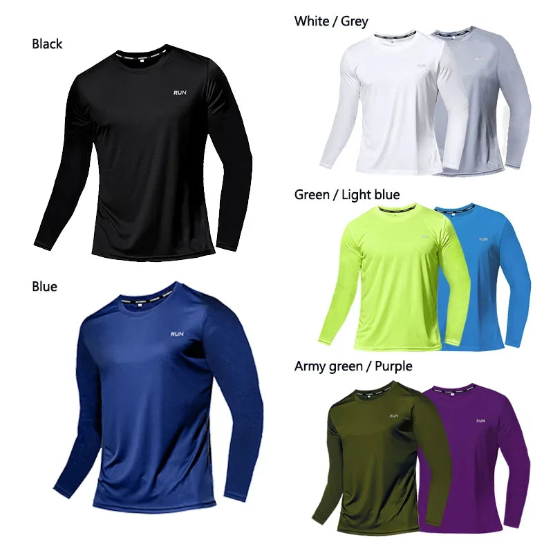 Ice Silk Long Sleeve T-Shirt Men Quick Dry Breathable Air Conditioning Outdoor Sun Protection Running Outer Wear