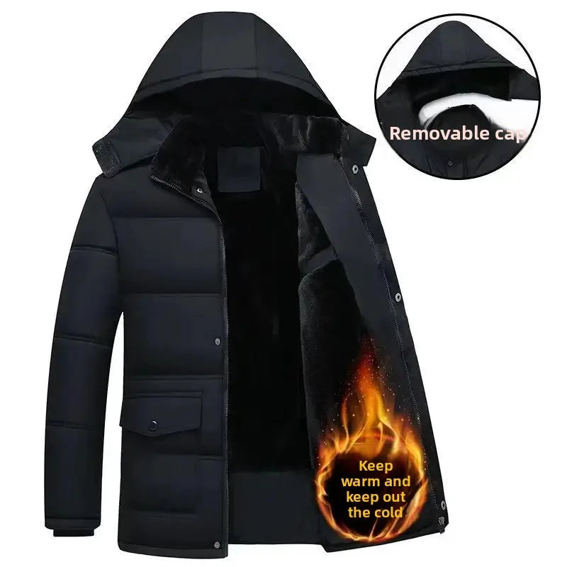 Thickened Fleece Winter Jacket forMen Warm Cotton Coat Dad Grandpa Cotton Clothes Elderly Men's Outerwe
