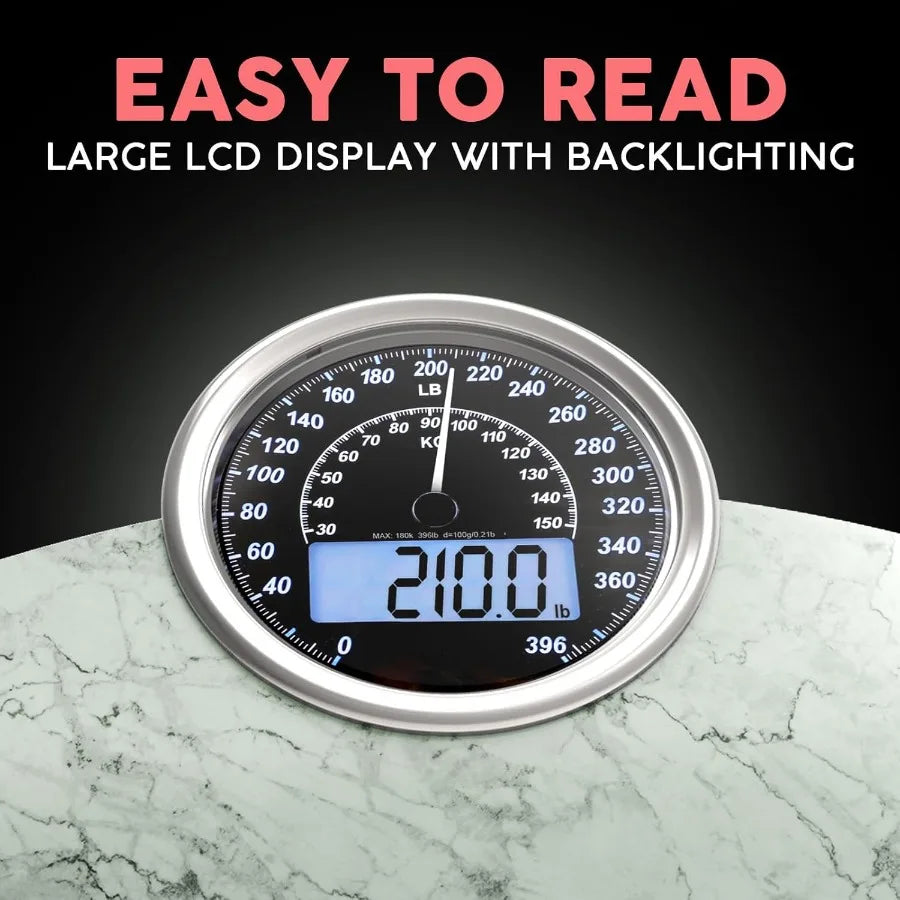 Hybrid 2in1 Analog Digital Weighing Scale for Body Weight up to 400lbs Thick Tempered Glass Extra Large Display Easy to Read Di