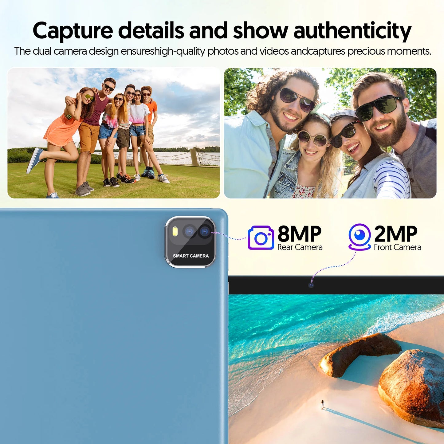 BAKEN Android 14 tablet, 10.1 inches, quad-core processor, 6GB RAM + 64GB ROM, 600GB expansion memory, 6000mAh